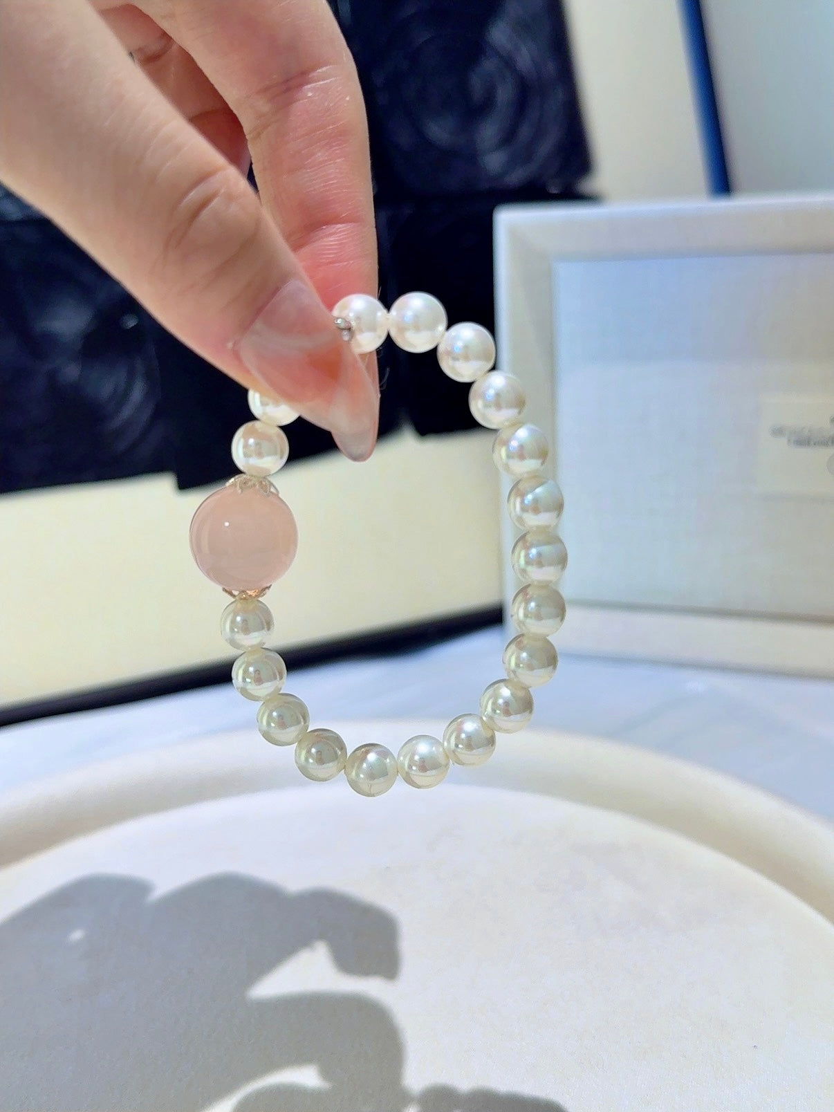 ▫️▪️ Pink crystal bead bracelet
